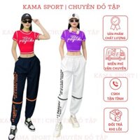 Bộ thể thao nữ PW2, bộ thể thao nữ gồm quần jogger chất gió, aoa croptop chất thun tập gym, zumba, dance, aerobic