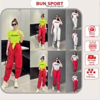 Bộ thể thao nữ quần gió áo cột nơ,bộ tập dân vũ,nhảy zumba,shuffle dance,bộ đồ tập nữ quần chất gió áo chất thun cotton