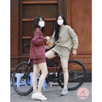 Bộ thể thao nữ thu đông RUCHAN thun hoodie form rộng tay dài set đồ nữ đi chơi sang chảnh kèm quần ngắn dễ thương