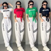 Bộ thể thao nữ,bộ đồ tập quần gió áo cột nơ,thể thao dân vũ,dance shuffle