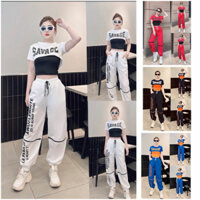 Bộ thể thao nữ,bộ quần gió lụa áo thun,đồ tập nhảy shuffle dance,thể thao dân vũ yoga, aerobic
