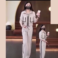 Bộ thể thao nữ,set đồ bộ quần ống rộng,áo tay dài bo gấu,đồ bộ thu đông phom suông, vải umi mịn