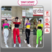 Bộ thể thao nữ,sét đồ tập dân vũ,nhảy Zumba dance shuffle,bộ quần gió 3 sọc mix áo cortop