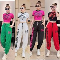 BỘ THỂ THAO QUẦN CHẤT GIÓ,ÁO CHẤT THUN, TẬP ZUMBAGYM,AEROBIC (QUẦN 86+ÁO SPORT)