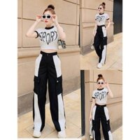 BỘ THỂ THAO QUẦN KAKI,ÁO THUN,TẬP ZUMBA,GYM,AEROBIC,DẠO PHỐ(QUẦN PHỐI MÀU+ÁO SPORT)