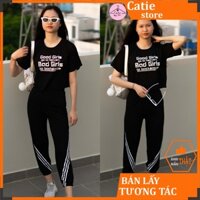 [BỘ THỂ THAO] Set thể thao nữ áo thun croptop cộc tay phối quần dài thể thao năng động cá tính từ 40kg-52kg