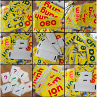 Bộ thẻ Tiếng Việt nhiều màu sắc cho bé học đã ép plastic sẵn nam châm lá