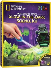 Bộ thí nghiệm làm slime, trồng tinh thể, đất sét dạ quang NATIONAL GEOGRAPHIC Mega Science Kit - Glow in The Dark Lab with Crystals, Slime, Putty, and More, Great Kit for Girls and Boys Fascinated by Science