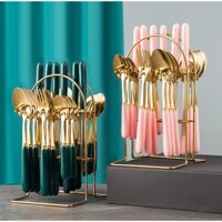 Bộ thìa dĩa 24 chi tiết mạ vàng cao cấp – Bộ muỗng nĩa sang trọng, bền đẹp, phù hợp tiệc và nhà hàng