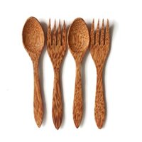 Bộ Thìa Gỗ &amp; Muỗng Gỗ Dừa URSPACE Dùng Trộn Salad Chụp Ảnh Decor  COCONUT SPOON &amp; FOLK - 1 nĩa