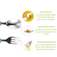 Bộ thìa - muỗng nĩa ăn dặm cho bé inox 304 chống gỉ bọc silicon BPA Free có hộp đựng hình hươu cao cổ Edison, dễ thương