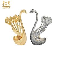 Bộ thìa tráng miệng hình thiên nga trang trí với 6 chiếc thìa Bộ thìa tráng miệng cho bộ đồ làm bánh kem