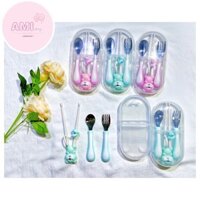Bộ thìa/muỗng nĩa đũa ăn dặm Hàn Quốc cao cấp inox 304 không gỉ có hộp đựng tiện lợi
