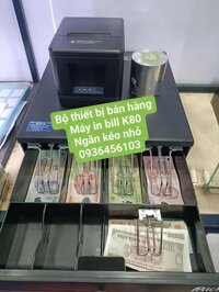 Bộ thiết bị bán hàng: Máy in hóa đơn K80 và Ngăn kéo đựng tiền nhỏ kết nối máy tính