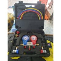 Bộ Thiết Bị Đo Nạp Gas (Xịn) R134a,R12 . Cho Máy Lạnh Điều Hòa Ô tô, Bao Gồm: Đồng Hồ-Bộ Khớp Nối Nhanh-Vòi Nạp-Hộp Đựng