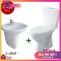 Bộ thiết bị vệ sinh Inax C-108VA + L-284V. Lớp men chất lượng cao , giữ được độ bền đẹp - Vật liệu xây dựng BigH