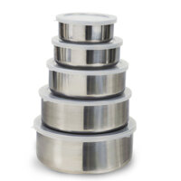 Bộ Thố Inox 5 cái - Hộp Đựng Thực phẩm 10,12,14,16,18M  AN TOÀN - TIỆN DỤNG