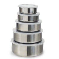 Bộ Thố Inox 5 cái - Hộp Đựng Thực phẩm 10,12,14,16,18M  AN TOÀN - TIỆN DỤNG