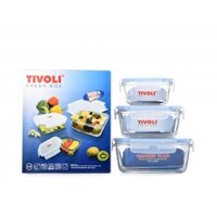 Bộ thố thủy tinh đựng thức ăn, trái cây - Bộ 3 thố vuông cường lực MBSQ01/03 GB - Nk Indonesia theo tiêu chuẩn Châu Âu