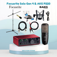 Bộ thu âm Focusrite Solo Gen 4 + Micro AKG P220 + Chân đứng + Tai QKZ63