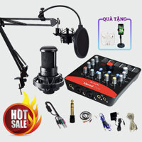 Bộ thu âm livestream cao cấp mic TAKSTAR PC K220 & Sound Card icon upod pro đầy đủ phụ kiện chân kẹp tai nghe