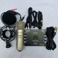 Bộ Thu Âm Livestream Micro ISK AT100 Loai 1 Và Sound Card XOX K10 Bản kỷ niệm và dây kết nối đầy đủ