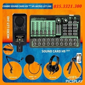 Bộ thu âm Sound Card H9 + Micro LGT 240
