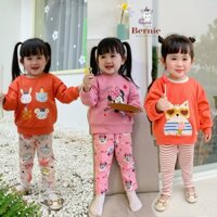 Bộ thu đông bé gái in con vật nhỏ ngộ nghĩnh Bernie - Bộ dài tay nỉ da cá cho bé từ 9-23kg - 0623B027 - 0723B024