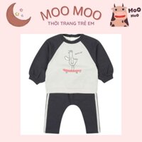 Bộ Thu Đông Cho Bé Agabang Áo Nỉ Màu In Hình Con Gà + Quần Dài Sọc Trắng Cho Bé 9-16kg 232b042t