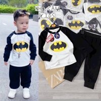 Bộ Thu Đông Dài Tay Phối Đen Trắng Hình BatMan Quần Bo Gấu - Nhà Cam