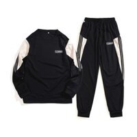 Bộ thu đông nam cổ tròn dài tay thêu logo vải tổ ong dày dặn Pahito DB2