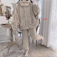 Bộ thu đông nữ mùa đông lông cừu giữ nhiệt tốt, đồ ngủ mùa đông , bộ nữ siêu đẹp,bộ mặc nhà