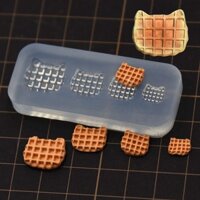 Bộ thu nhỏ Bánh Quế Hình Con Mèo loạt Bánh quế Mini diy Bánh quế mèo khuôn silicon đất sét mềm