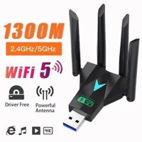 Bộ thu wifi 1300mbps kết nối mạng ăng ten không dây Nâng cấp wifi lên 5G cho PC laptop tần số 2.4G