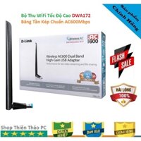 Bộ Thu WiFi Chuẩn AC600Mbps Tốc Độ Cao USB DLink DWA-172 Dual Band (N 150Mbps & AC 433Mbps)/ 2 băng tần kép 2.4&5Ghz