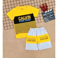 Bộ thun cotton kẻ sọc mặc nhà bé trai, đồ bộ ngắn tay thun cotton hè mát cho bé trai size đại