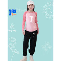 Bộ thun dài tay bé gái in số 7 cá tính. Set đồ thu đông cho Bé Gái cân nặng từ 15-38kg, Vải cotton co giãn. Mã BDC07