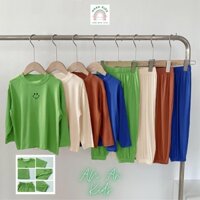 Bộ Thun Dài Tay Bé Trai Bé Gái In Mặt Cười Cotton Co Giãn AnAn Kids Đồ Ngủ Trẻ Em Áo Thun Quần Dài Hàn Quốc