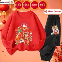 Bộ thun dài tay TẾT 2025 cho bé trai bé gái BABYMALL, đồ bộ quần áo TẾT cho bé Chúc Mừng Năm Mới