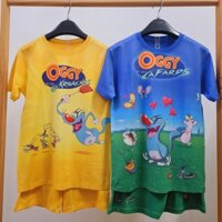 Bộ thun hoạt hình mèo oggy và những chú gián cho bé trai và bé gái ( hàng order 3-5 ngày có hàng )