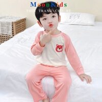 Bộ Thun Lạnh Dài Tay Cho Bé🍭Họa Tiết Gấu To🍭bộ dài tay bé trai Dễ Thương,Dành cho bé gái từ 7-27kg