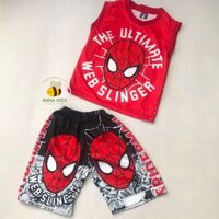 Bộ thun lạnh thái in 3D cao cấp siêu nhân nhện màu đỏ 8-42 kg