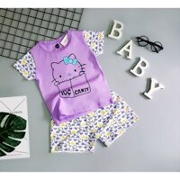 Bộ thun mèo Kitty mặc nhà cực yêu 3-6 tuổi