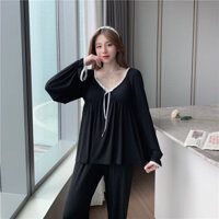 Bộ thun mịn QCCC kiểu áo babydoll tay dài nữ trẻ trung dễ thương