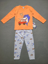 Bộ thun tay dài in cá mập vải cotton cao cấp mềm mại dày vừa ấm áp cho bé trai