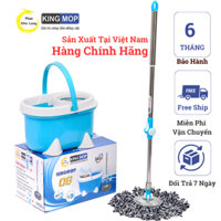 Bộ Thùng Lau Nhà 360 độ cao cấp Inox Kingmop 06 - Thùng nước 20 Lít, Thân cây dài 121cm, Tay nắm Inox, Bông Lau 38cm