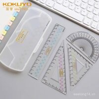 Bộ thước kẻ bánh quy pastel KOKUYO Nhật Bản cho học sinh, thước thẳng, thước đo hình học