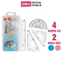 Bộ Thước Kẻ Eke Đa Năng 4 Món Đóng Túi Bộ Dụng Cụ Học Tập Cho Bé - EH657
