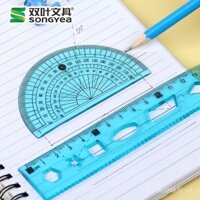 Bộ thước mềm cho học sinh tiểu học, thước trong suốt, thước đo góc vẽ cho trẻ em, bộ thước mềm đa chức năng, thước thẳng 20cm