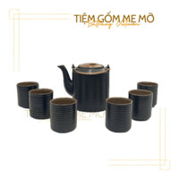 Bộ tích trà ấm chén men nâu gốm phong cách cổ điển gốm sứ Bát Tràng